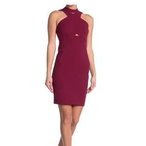 Guess Womens Criss Cross Pink Fitted Dress 6